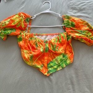 Tropical Orange and Green Women's Top